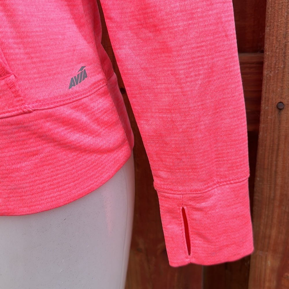 Avia Heathered Neon Pink Cowl Neck Activewear Pullover Hoodie Thumbholes Size M - Picture 4 of 9